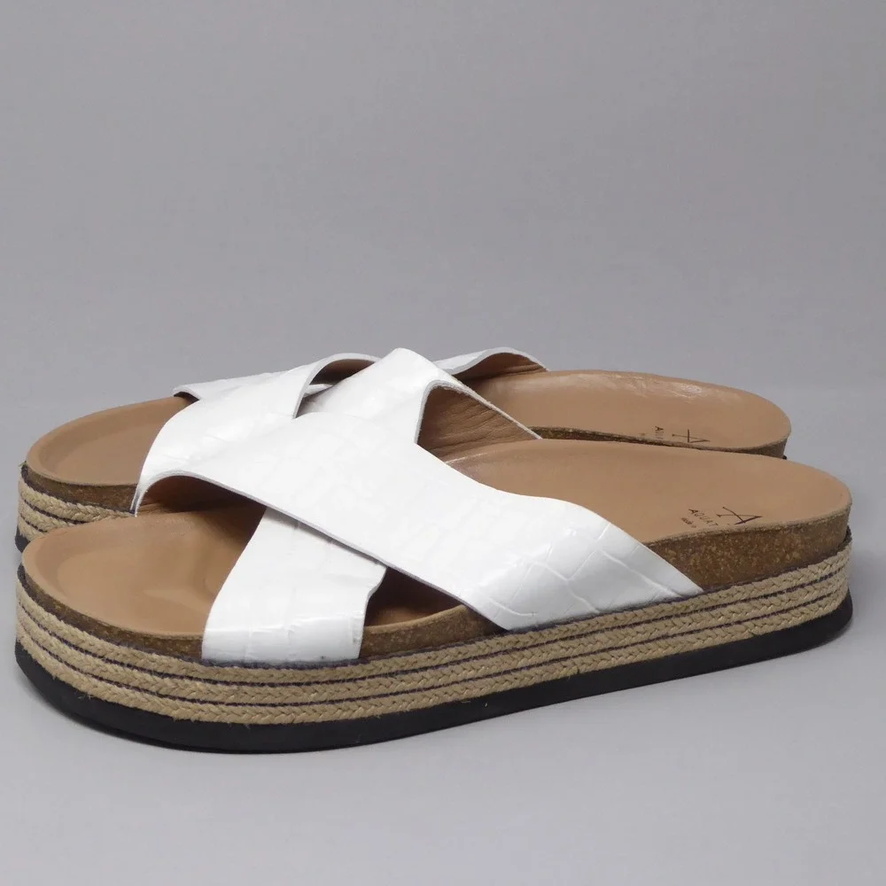 Aquatalia White Cross-Strap Platform Sandals - Picture 4 of 9